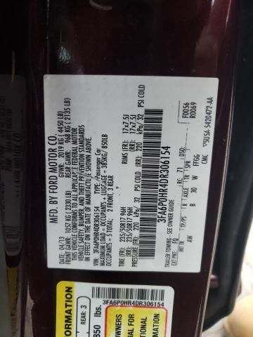 Photo 10 from auction – 2013 FORD FUSION SE with VIN 3FA6P0HR4DR306154