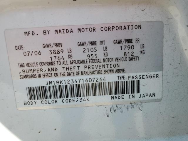 Photo 10 from auction – 2007 MAZDA 3 S with VIN JM1BK123471607264