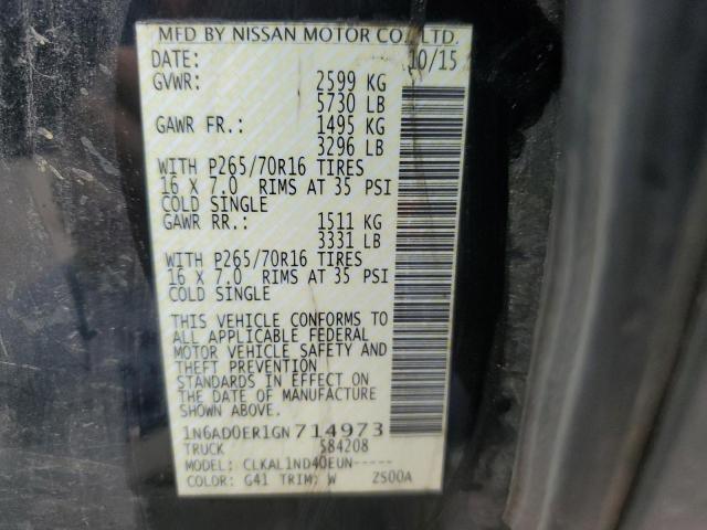 Photo 10 from auction – 2016 NISSAN FRONTIER S with VIN 1N6AD0ER1GN714973