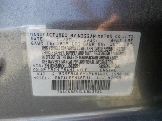 Photo 10 from auction – 2020 NISSAN VERSA S with VIN 3N1CN8BVXLL863551