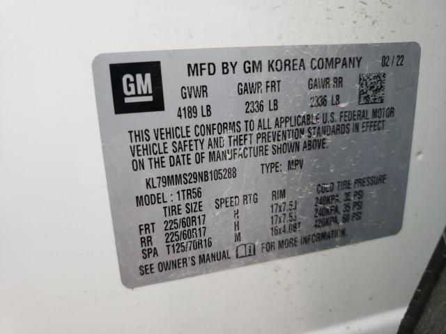 Photo 10 from auction – 2022 CHEVROLET TRAILBLAZE with VIN KL79MMS29NB105288