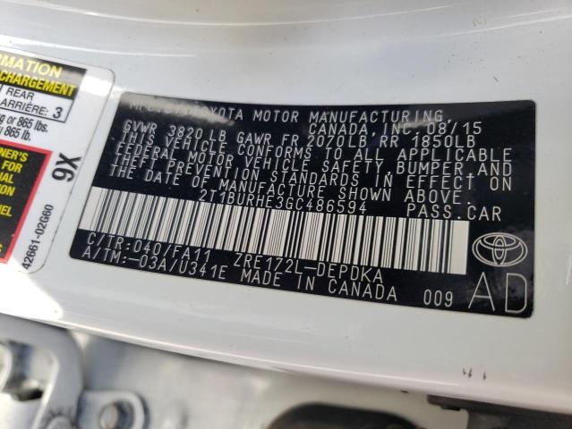 Photo 10 from auction – 2016 TOYOTA COROLLA L with VIN 2T1BURHE3GC486594