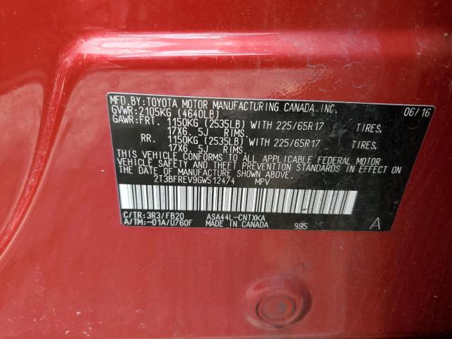 Photo 10 from auction – 2016 TOYOTA RAV4 LE with VIN 2T3BFREV9GW512474
