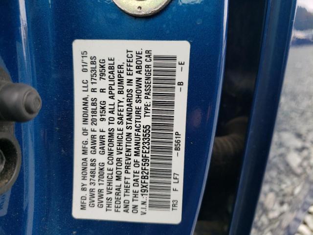 Photo 10 from auction – 2015 HONDA CIVIC LX with VIN 19XFB2F59FE233555