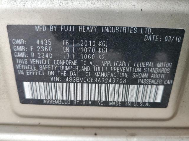 Photo 10 from auction – 2010 SUBARU LEGACY 2.5 with VIN 4S3BMCC69A3243708