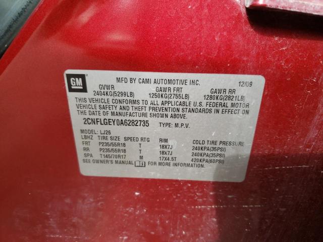 Photo 10 from auction – 2010 CHEVROLET EQUINOX LT with VIN 2CNFLGEY0A6282735