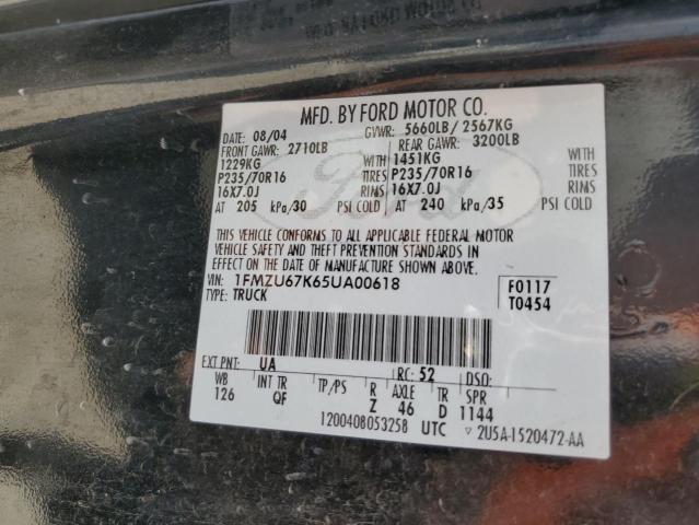 Photo 10 from auction – 2005 FORD EXPLORER S with VIN 1FMZU67K65UA00618