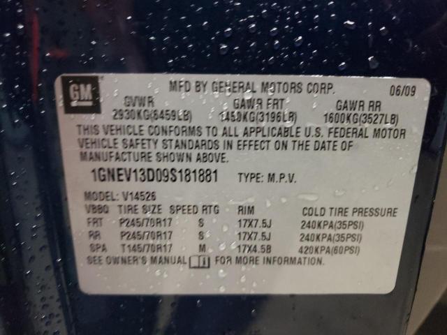 Photo 10 from auction – 2009 CHEVROLET TRAVERSE L with VIN 1GNEV13D09S181881