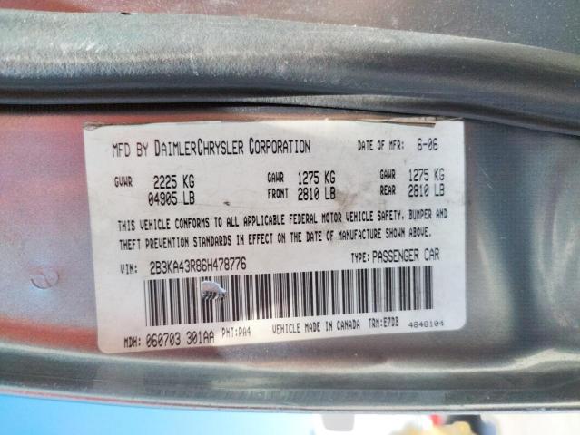 Photo 10 from auction – 2006 DODGE CHARGER SE with VIN 2B3KA43R86H478776