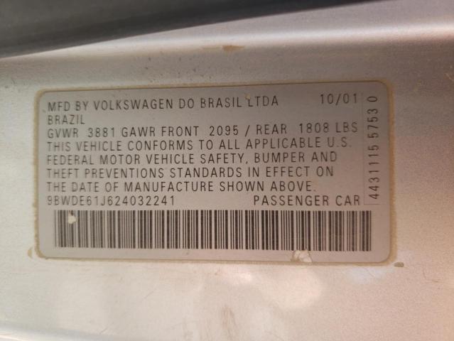 Photo 10 from auction – 2002 VOLKSWAGEN GOLF with VIN 9BWDE61J624032241
