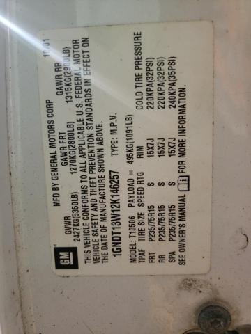 Photo 10 from auction – 2002 CHEVROLET BLAZER LT with VIN 1GNDT13W12K146257