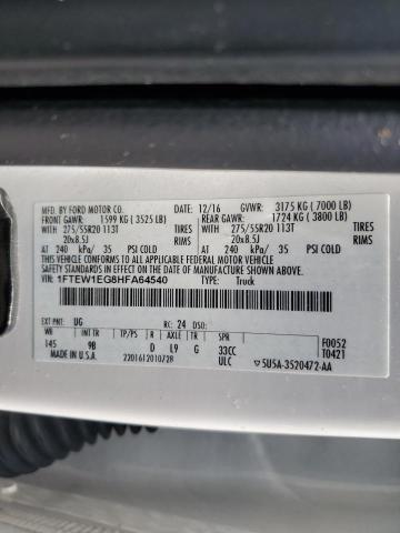 Photo 10 from auction – 2017 FORD F150 SUPER with VIN 1FTEW1EG8HFA64540