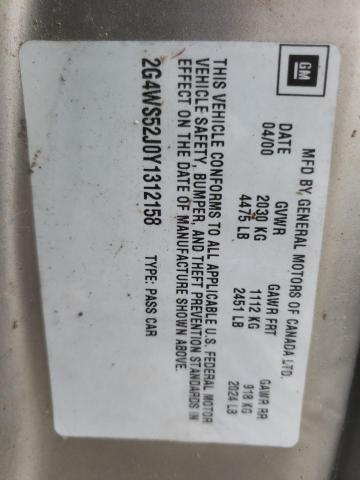 Photo 10 from auction – 2000 BUICK CENTURY CU with VIN 2G4WS52J0Y1312158