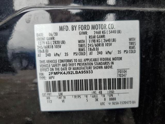 Photo 10 from auction – 2020 FORD EDGE SEL with VIN 2FMPK4J92LBA95933