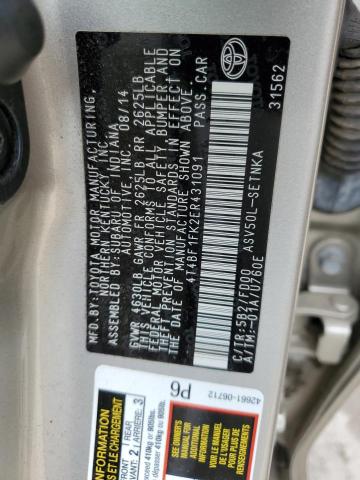 Photo 10 from auction – 2014 TOYOTA CAMRY L with VIN 4T4BF1FK2ER431091