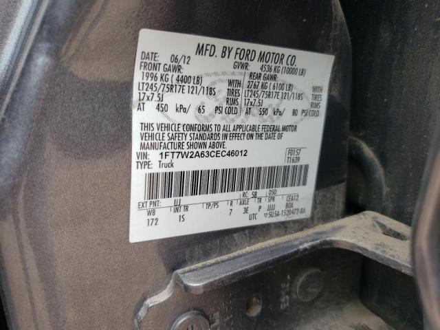 Photo 10 from auction – 2012 FORD F250 SUPER with VIN 1FT7W2A63CEC46012