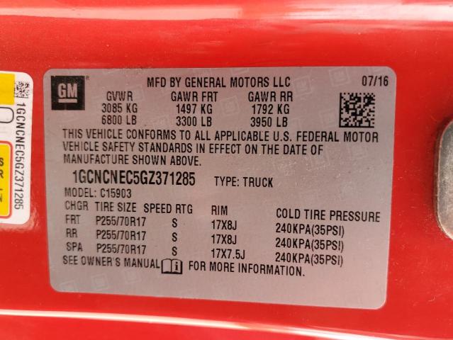 Photo 10 from auction – 2016 CHEVROLET SILVERADO with VIN 1GCNCNEC5GZ371285