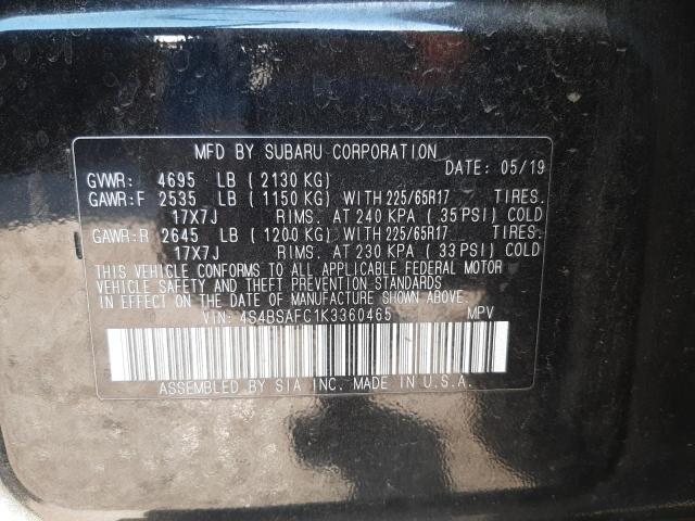 Photo 10 from auction – 2019 SUBARU OUTBACK 2. with VIN 4S4BSAFC1K3360465