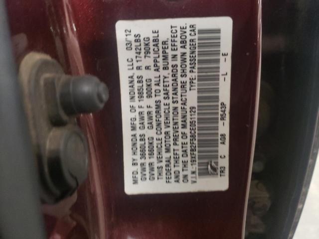 Photo 10 from auction – 2012 HONDA CIVIC LX with VIN 19XFB2F58CE051129