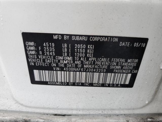 Photo 10 from auction – 2018 SUBARU LEGACY with VIN 4S3BNAF67J3043259
