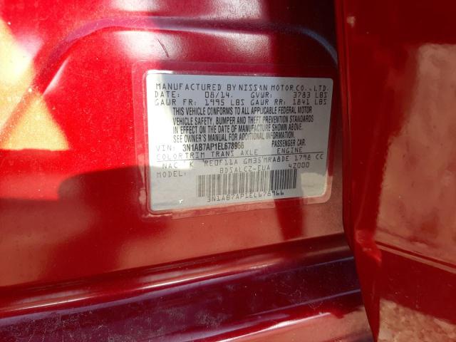 Photo 10 from auction – 2014 NISSAN SENTRA S with VIN 3N1AB7AP1EL678966