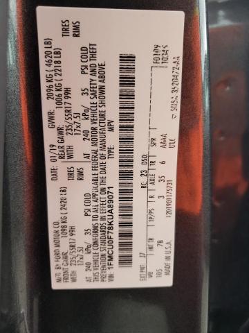 Photo 10 from auction – 2019 FORD ESCAPE S with VIN 1FMCU0F78KUA89071