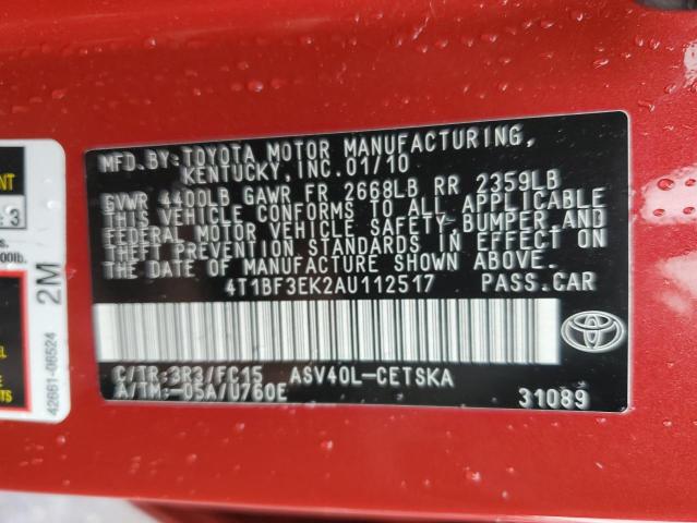 Photo 10 from auction – 2010 TOYOTA CAMRY BASE with VIN 4T1BF3EK2AU112517