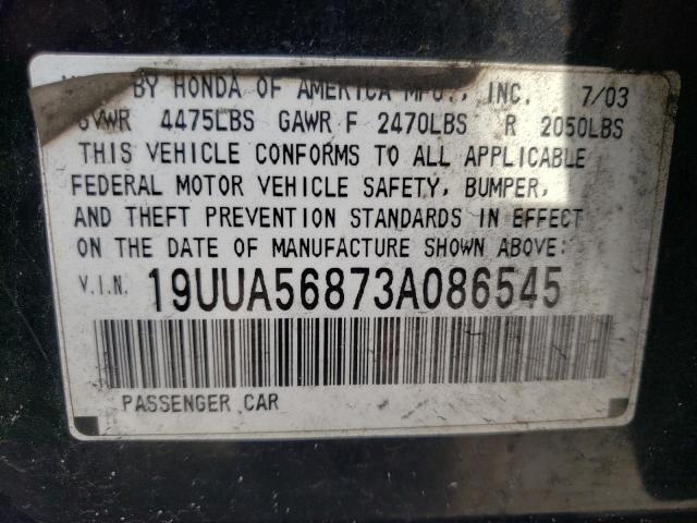 Photo 10 from auction – 2003 ACURA 3.2TL TYPE with VIN 19UUA56873A086545