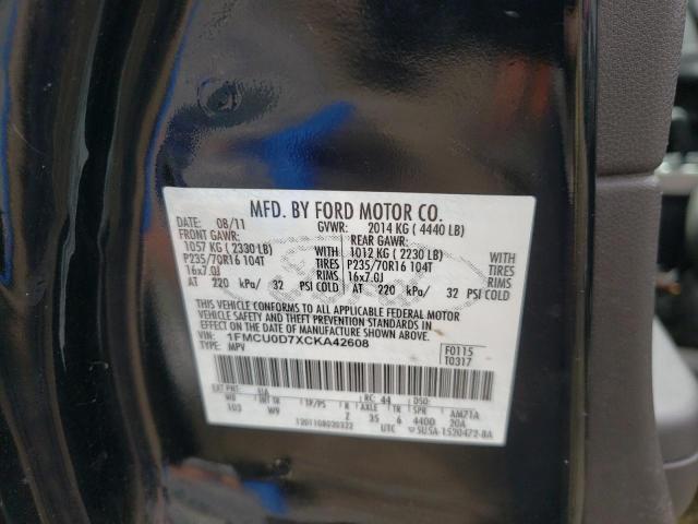 Photo 10 from auction – 2012 FORD ESCAPE XLT with VIN 1FMCU0D7XCKA42608