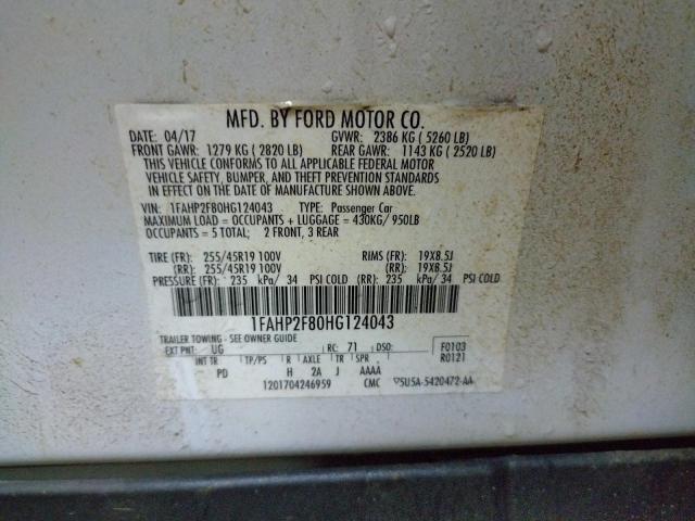 Photo 10 from auction – 2017 FORD TAURUS LIM with VIN 1FAHP2F80HG124043
