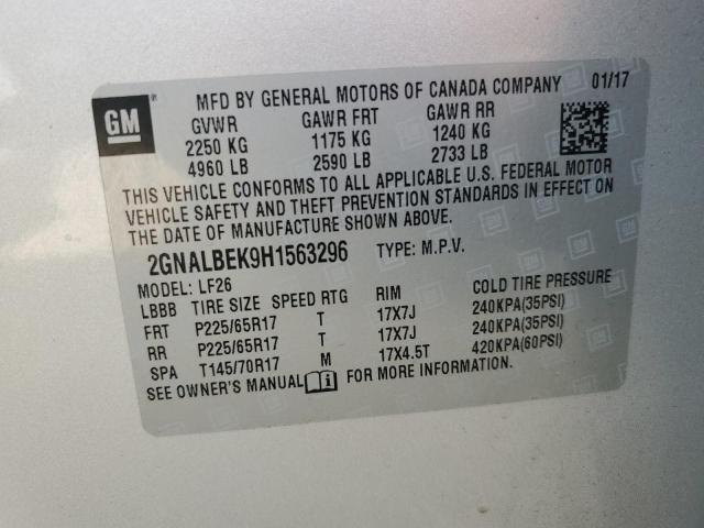 Photo 10 from auction – 2017 CHEVROLET EQUINOX LS with VIN 2GNALBEK9H1563296