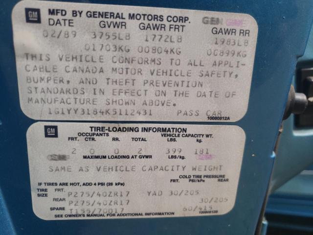 Photo 10 from auction – 1989 CHEVROLET CORVETTE with VIN 1G1YY3184K5112431