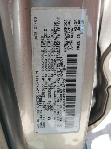 Photo 10 from auction – 2003 TOYOTA 4RUNNER SR with VIN JTEBU14R230014705