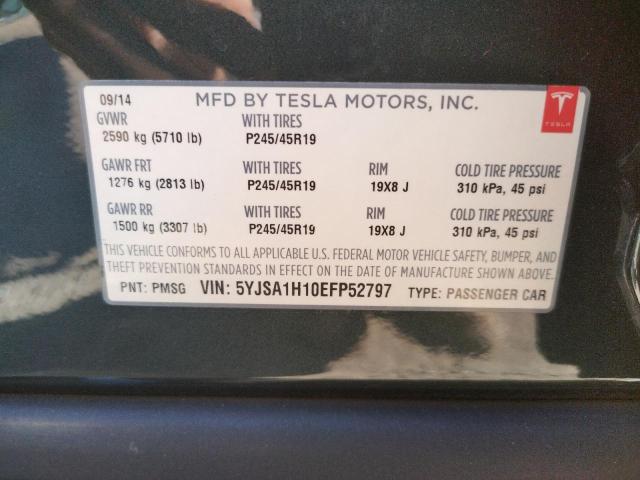 Photo 10 from auction – 2014 TESLA MODEL S with VIN 5YJSA1H10EFP52797