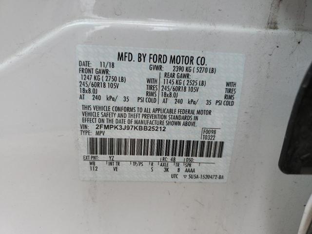 Photo 10 from auction – 2019 FORD EDGE SEL with VIN 2FMPK3J97KBB25212