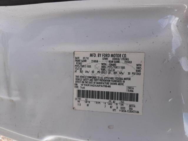 Photo 10 from auction – 2010 FORD RANGER with VIN 1FTKR1ADXAPA76646
