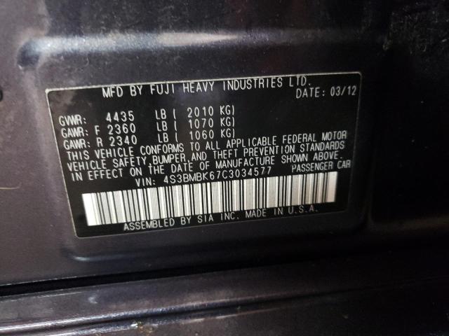 صورة رقم 10 من المزاد - 2012 SUBARU LEGACY 2.5 مع VIN 4S3BMBK67C3034577