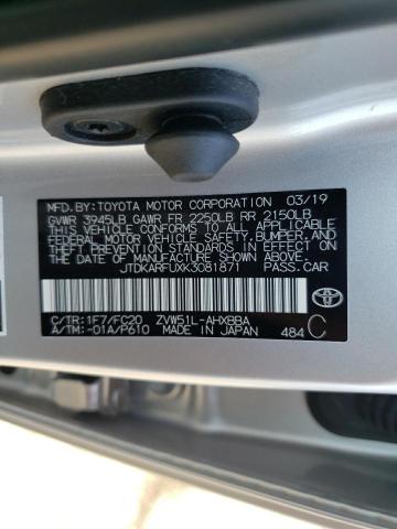 Photo 10 from auction – 2019 TOYOTA PRIUS with VIN JTDKARFUXK3081871
