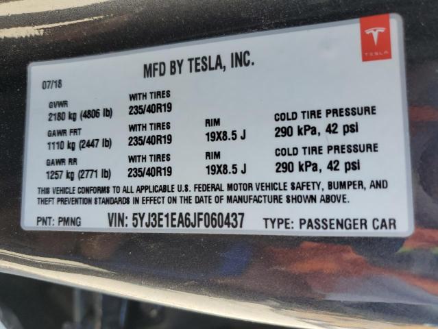 Photo 10 from auction – 2018 TESLA MODEL 3 with VIN 5YJ3E1EA6JF060437