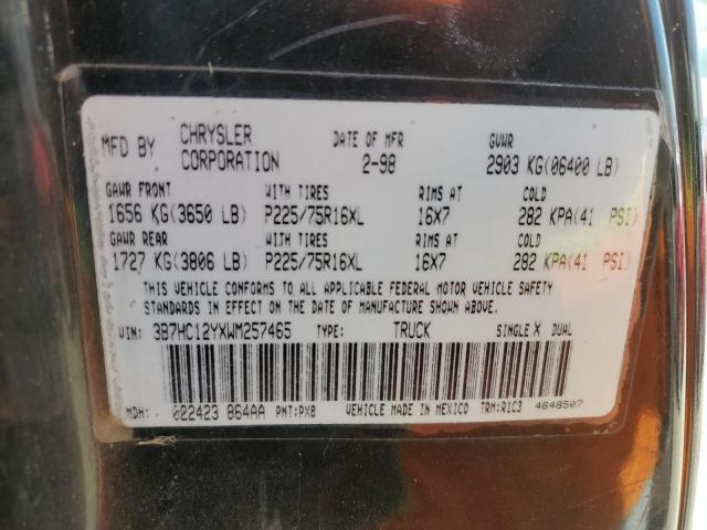 Photo 10 from auction – 1998 DODGE RAM 1500 with VIN 3B7HC12YXWM257465