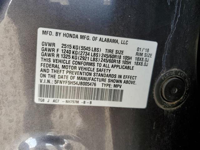 Photo 10 from auction – 2018 HONDA PILOT EXL with VIN 5FNYF5H54JB005476
