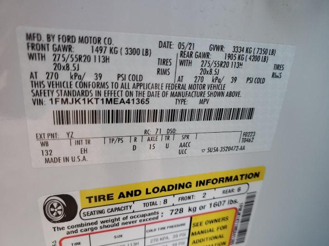 Photo 10 from auction – 2021 FORD EXPEDITION with VIN 1FMJK1KT1MEA41365