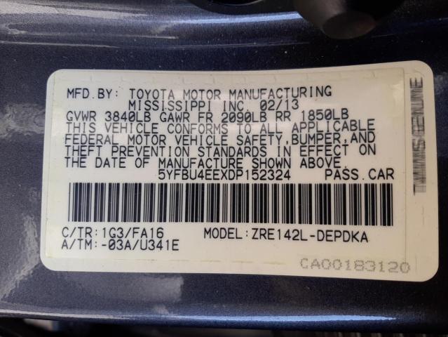 Photo 10 from auction – 2013 TOYOTA COROLLA BA with VIN 5YFBU4EEXDP152324
