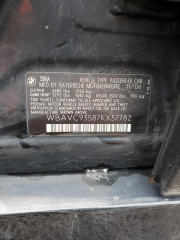 Photo 10 from auction – 2007 BMW 3 SERIES with VIN WBAVC93587KX57782