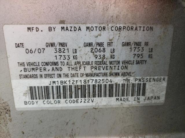 Photo 10 from auction – 2008 MAZDA 3 I with VIN JM1BK12F181782504
