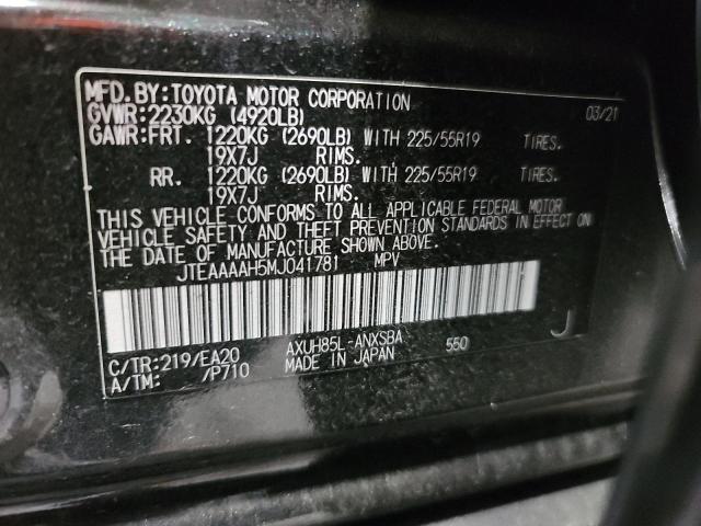 Photo 10 from auction – 2021 TOYOTA VENZA with VIN JTEAAAAH5MJ041781