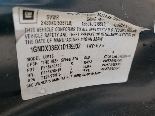Photo 10 from auction – 2001 CHEVROLET VENTURE with VIN 1GNDX03EX1D139932