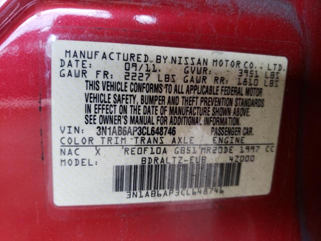 Photo 10 from auction – 2012 NISSAN SENTRA 2.0 with VIN 3N1AB6AP3CL648746