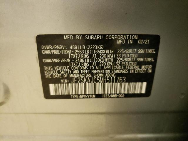 Photo 10 from auction – 2021 SUBARU FORESTER P with VIN JF2SKAJC5MH511763