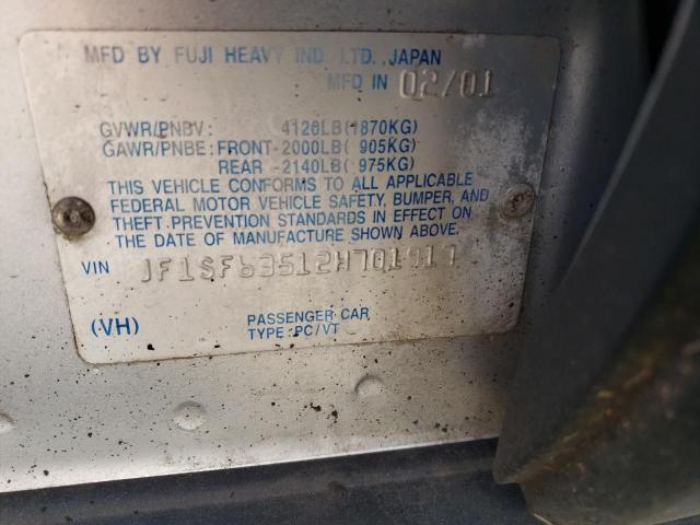 Photo 10 from auction – 2002 SUBARU FORESTER L with VIN JF1SF63512H701917